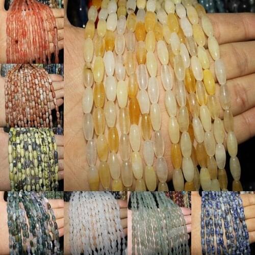 Fashion Natural Semi-precious Stones Loose Beads Rice Beads 5x12mm Beaded DIY Production Bracelet Necklace Jewelry Accessories