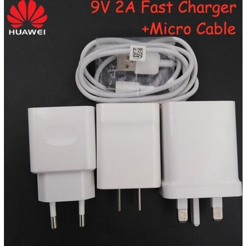 Huawei 9V2A Fast Charger EU/US/UK 18W Quick Travel Adapter Micro Usb Cable For Honor 6X 8X Max Nova 3i P10 P9 P8 Lite Mate 7 8 S