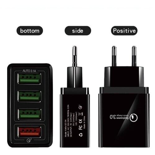 4usb mobile phone charger power adapter QC3.0 fast charge 5.1A multi-port USB charging head charger