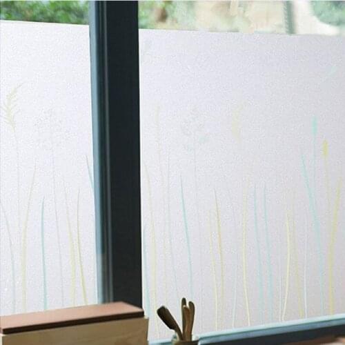 Nuelife Color plant reed grass pattern glueless electrostatic film opaque privacy sunscreen window bathroom window glass film
