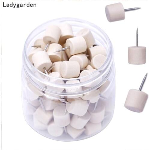 80PCS Wooden Thumbtack Drawing Push Pins for Photo Wall Soft Board Wood Cork Board Map Pin Wood Head Pushpin Office Supplies