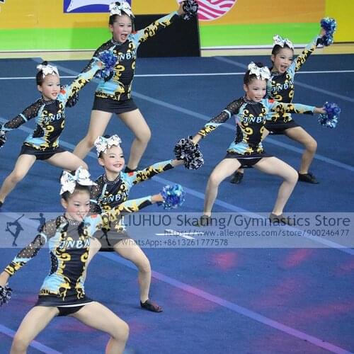 High school Girl Aerobics Costume Clubs Velvet Skating Cheerleading Varsity Cheerleader Competition Costume Fancy Dress Uniform