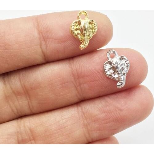 Eruifa 20pcs 10*8mm Mini Elephant Head Charms Pendant necklace,earring jewelry DIY handmade Gold Lead/Nickle Free