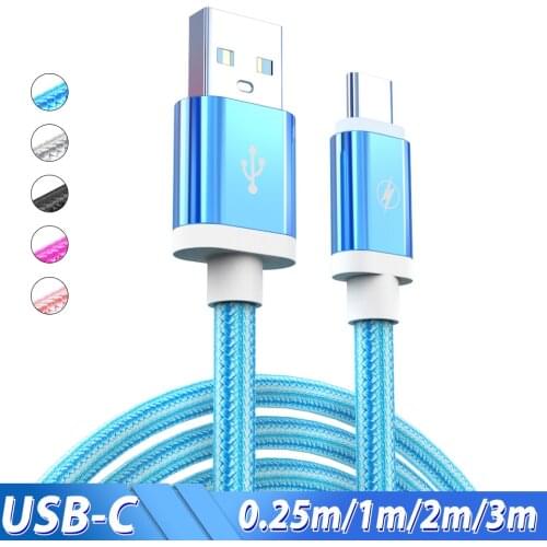 3/2 Meter USB Type C Cable for Xiaomi mi 9 Redmi Note 7 Samsung Galaxy S10 S9 plus Huawei P30 Mate 20 Nylon Fast Charging Cable