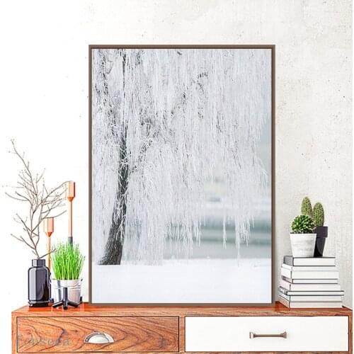 Winter Scene Canvas Painting Snow Tree Posters and Prints Fresh Nordic Pictures for Living Room Gallery Home Decoration