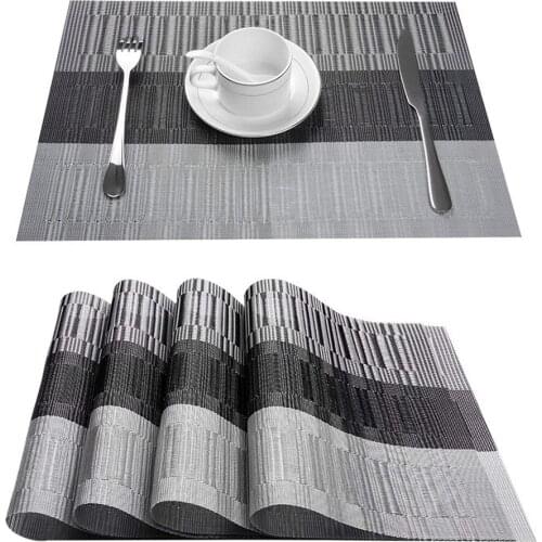 Placemats for Dining Table PVC Bamboo Pattern Table Mats Set of 4/6/8/12 PCS Non-Slip Heat Resistant Washable Easy to Clean