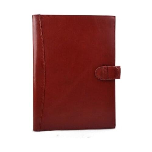 Leather folder A4 document file organiser office portofolio red