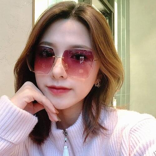Summer Tinted Color Lens Rimless Sunglasses Women Men Gradient Mirrors Oversized Sun Glasses Female Frameless Metal Eyeglasses