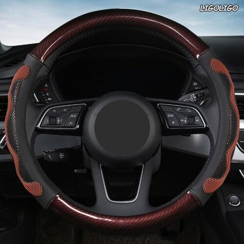 LIGOLIGO Microfiber Leather Car Steering Wheel Cover For Isuzu D Max Trooper Rodeo Mux Ertiga APV Ignis Edition SX4