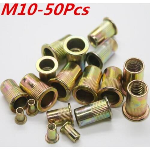 M10 Threaded Carbon Steel Rivet Nut Rivnut Inserts Nut 50Pcs/Lot Free Shipping
