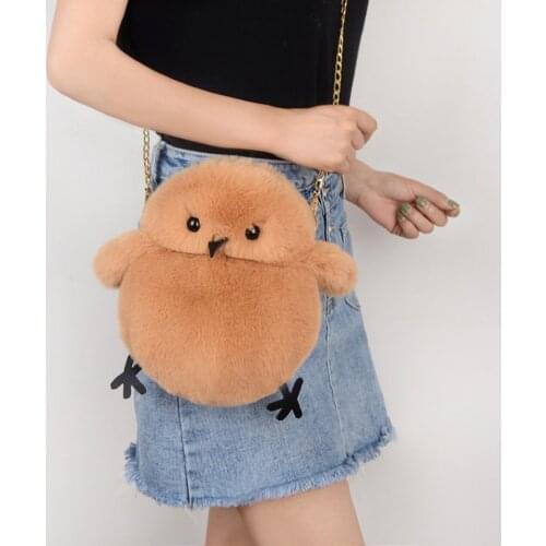 Fashion Faux Fur Shoulder Bag for Women Winter Soft Plush Cute Chicken Crossbody Messenger Bag Party Cartoon Student Girls Gift