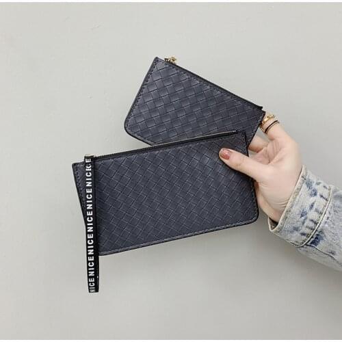 Fashion Woven Coin Purse Key Bag Small Zipper Coin Purse Ladies Short Wallet Phone Bag Hand Purse