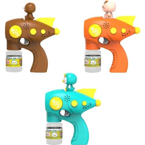 Cartoon Electric Bubble Machine Summer Automatic Bubble Blower Maker Gun Kids Outdoor Toys Birthday Gift Music Light Toys