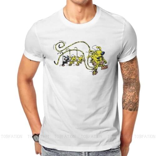Marsupilami Babies Hanging On Tail Fashion TShirts Gaston Lagaffe Comics Male Graphic Fabric Tops T Shirt O Neck Big Size