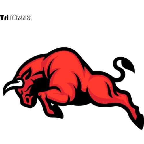 Tri Mishki WCS035 17*10cm Angry bull red car sticker funny colorful car stickers auto automobile decals