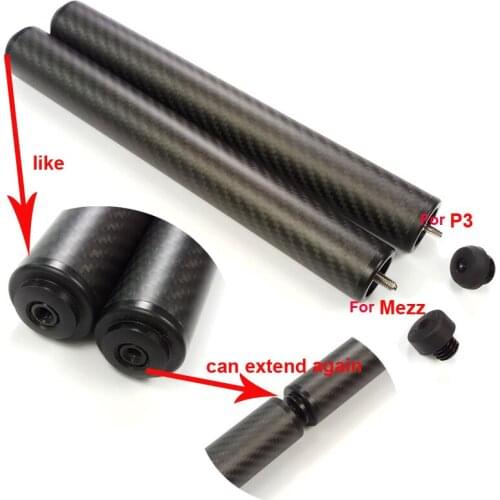 2019 latest 10inch Black Carbon Billiards Pool Cue extenders can extend twice for P3/Mezz cues/cue extensions High quality