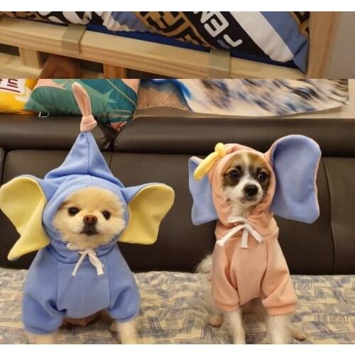 2020 new pet clothes New Cute elephant ears solid color Hooded Sweater