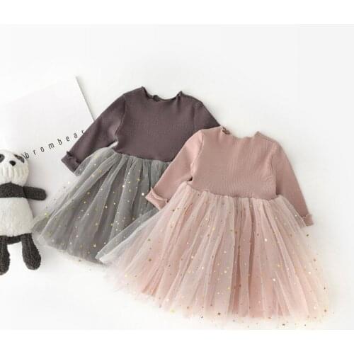 Girls' New Childrens Princess Dress Korean Version Pentagram Long Sleeved Dress Baby Girl Clothes Kids Dresses For Girls