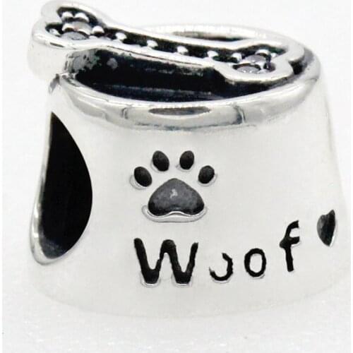 New beads 925 sterling silver love pet food bowl Dog Footprints Animal Charm fit Pandora Bracelet Bangle Women Jewelry