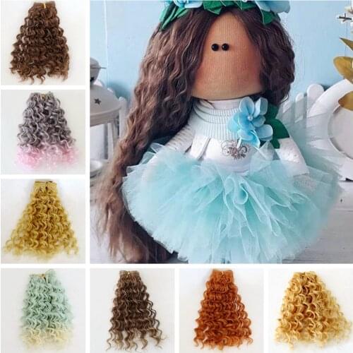 1PC Doll Hair Extension Doll Wigs 20*100cm Natural Color Noodle Curly Doll Hair Weft for BJD SD Russian Handmade Doll