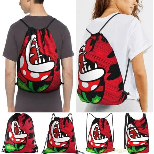 Piranha Plant Smash Bros Super Smash Bros Logo Character Men Travel Sports Gym Bag Women Drawstring Bags Sackpack Backpack