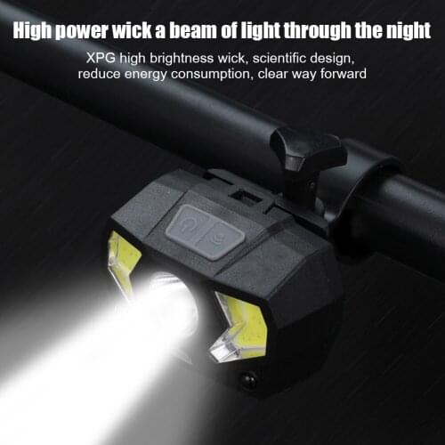 Practical Bicycle Lights USB Rechargeable Camping Flashlight Outdoor Waterproof 300LM XPG + COB LED Bicycle Headlight