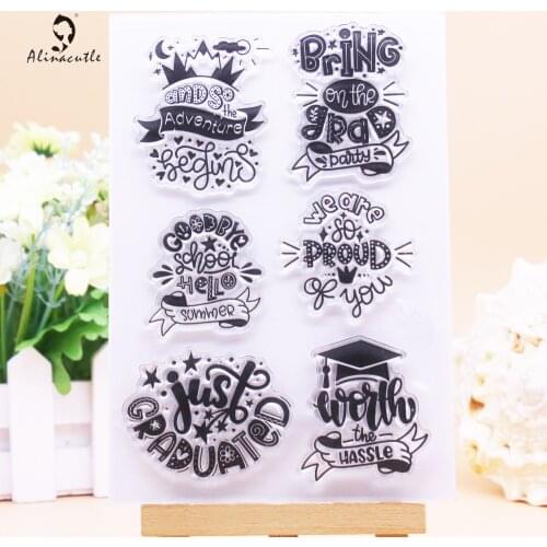 Alinacutle CLEAR STAMPS Proud Of You Goodbye School Scrapbooking Card Album Paper Craft Rubber Transparent Silicon Stamp