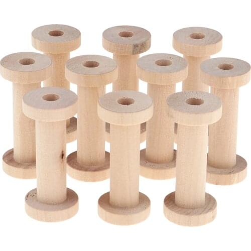 10 Pcs Spools of Thread Wood Empty Sewing Tools in Blank Thread