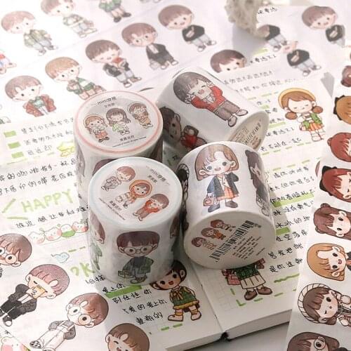 Cartoon Girls And Boys Wears Roll Stationery Washi Tape Scrapbooking Paper Stickers DIY Craft Adhesive Decoration Supplies Label
