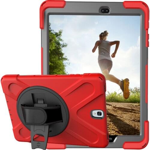 Kids Safe Shockproof Silicone+PC Tablet Shell for Samsung Galaxy Tab S3 9.7 SM-T820 T825 Case with Wrist+ Shoulder Strap+Pen