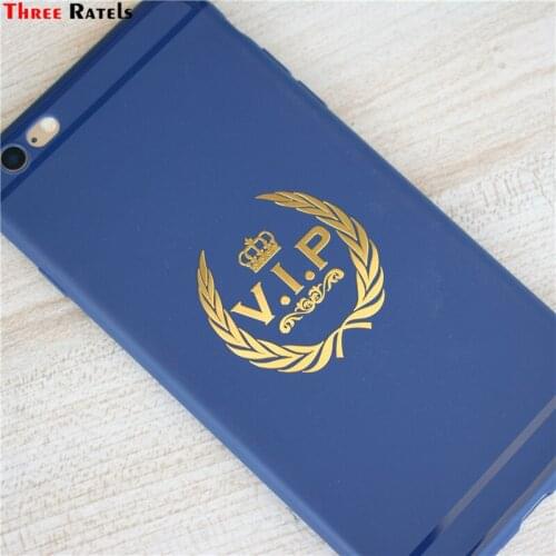 Three Ratels MT-043S# 43x44.5mm vip crown metal golden nickel car sticker auto stickers cool decal for mobile phone