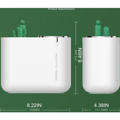 Double Nozzle USB Air Humidifier Mist Maker Fogger with Colorful Nightlight 3L 425B