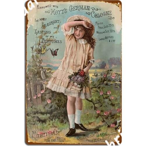 Victorian Perfume Ad Metal Sign Wall Cave Mural Plates Classic Tin Sign Poster