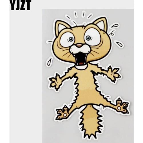 YJZT 11.2CM×16.4CM Scared Funny Cat Frightened PVC Decal Car Sticker 11C-0168