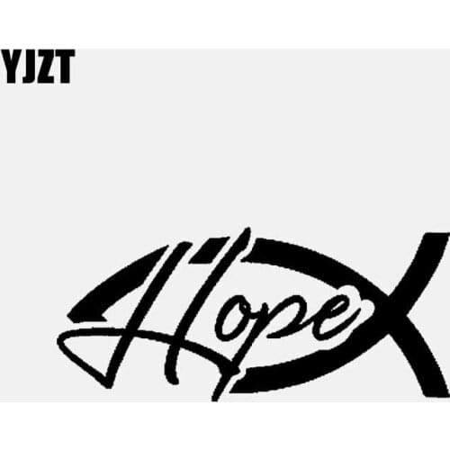 YJZT 14.2CM*6.3CM Jesus Fish Hope Symbol Christian Car Sticker Vinyl Decal Black/Silver C3-1405