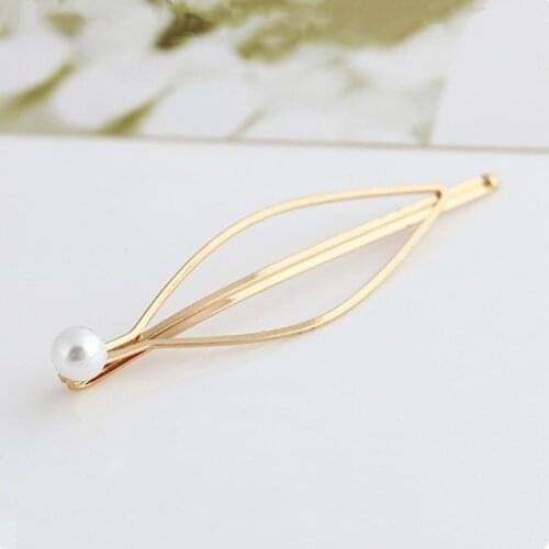 1PCS Simple Elegant Imitation Pearl Ladys Golden Hair Clip Hairband Pin Barrette Bride Hairpin Headdress Accessories Styling