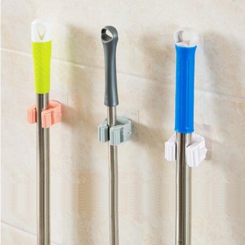 1Pcs Mop Broom Holder Wall Mounted Mop Holder Household Adhesive Storage Broom Hanger Mop Hook Racks Kitchen Bathroom Organizer