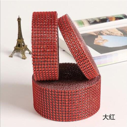 10 Yards/Roll Red Plastic Diamond Rhinestone Wrap Ribbon Wedding Party Home Decoration Event Party Supplies DIY Accessories