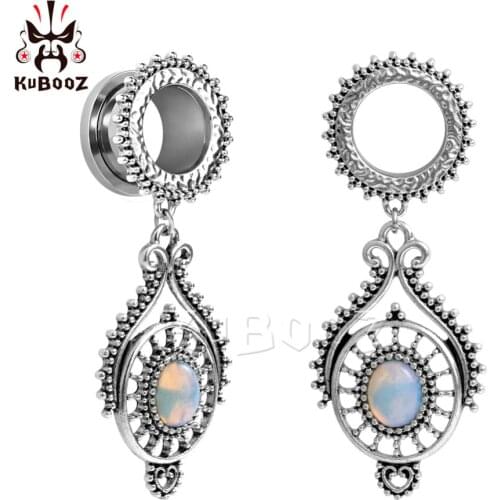 2018 Kubooz piercing stainless steel dangle ear gauges body jewelry screw back ear plugs and tunnels pair selling expander