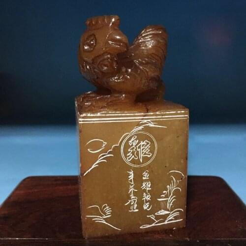 4 * 4 * 8cm Stone Chinese Zodiac chicken signet Carve name characters seal calligraphy and painting seal cutting Letters stamper