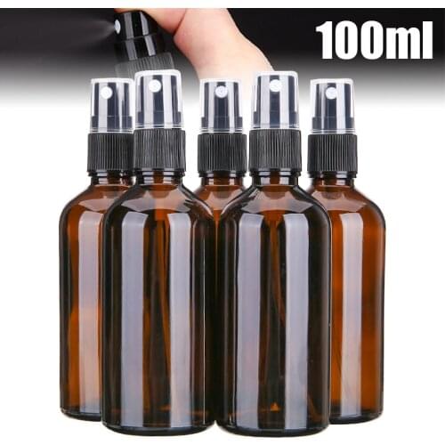 5pcs Spray Bottles 100ml Glass Essential Oil Spray Roller Bottles Mist Sprayer Containers Portable Empty Bottle Travel