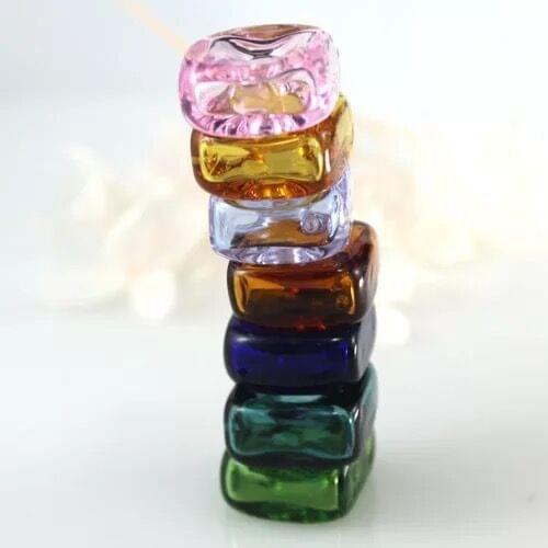 5pcs Mini Murano Glass Essential Oil Square Shape with Diffuser Hole Essential Oil Aromatherapy Bottle glass Pendant accessories
