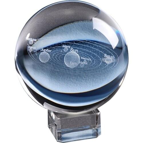 6CM Crystal Ball Laser Engraved Planets Balls Home Desktop Decor 3D Model Sphere Glass Globe Photography Prop