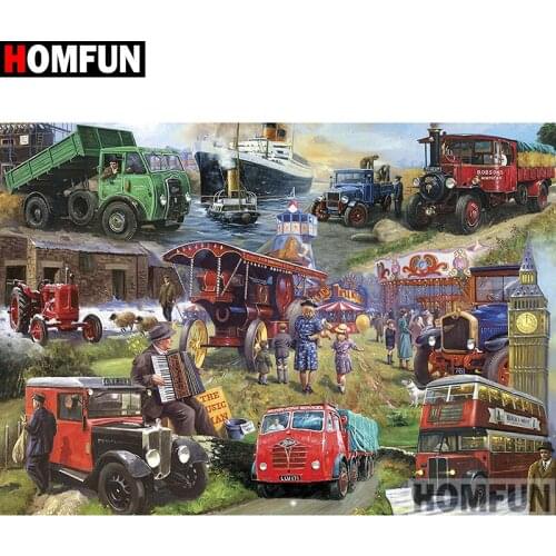 HOMFUN Full Square/Round Drill 5D DIY Diamond Painting "Car scenery" Embroidery Cross Stitch 5D Home A08397