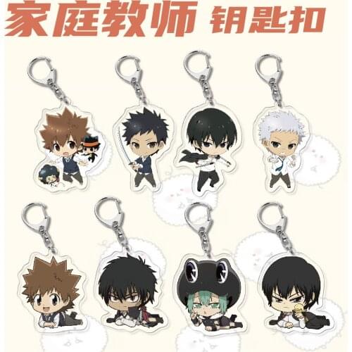Anime Hitman Reborn Cosplay Acrylic Keychain Toy Figures Keyring Rokudou Mukuro Double-sided Key Chain Pendant Toys Gift