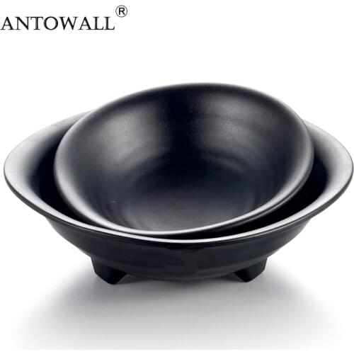 ANTOWALL Black 1pcs Japanese Style Tableware Vegetable Ice Cream Bowl Melamine Hot Pot Bowls Imitation Porcelain Tableware