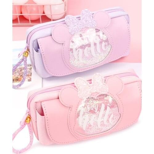 21*7*9cm Large Capacity Pencil Case PU Cartoons cat Pencilcase School Supplies Pencil Bag School Box Pencil Pouch Stationery