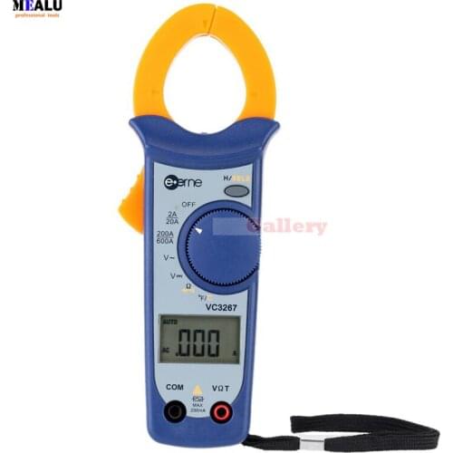 Digital AC/DC Current Voltage Resistance Clamp Meter Multimeter Temperature Measurement Auto Range