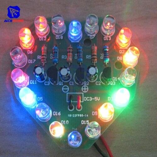 Diymore Heart Shape Flashing LED Module DIY Kit DC 3 -5V for Starter Learning Kit