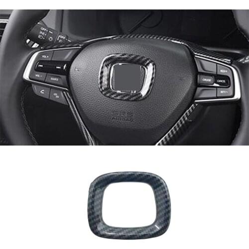 For Honda Accord 10th 2018 2019 ABS Matte/Carbon fibre Car Middle Steering wheel Button frame trim car styling Accessories 1pcs